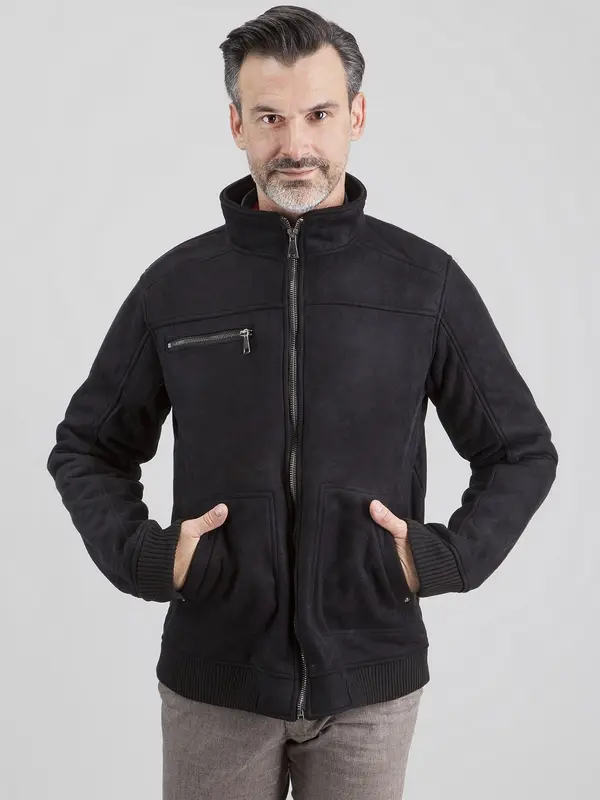 PERSO PERSO Man's Men's short eco-suede jacket with a zipper