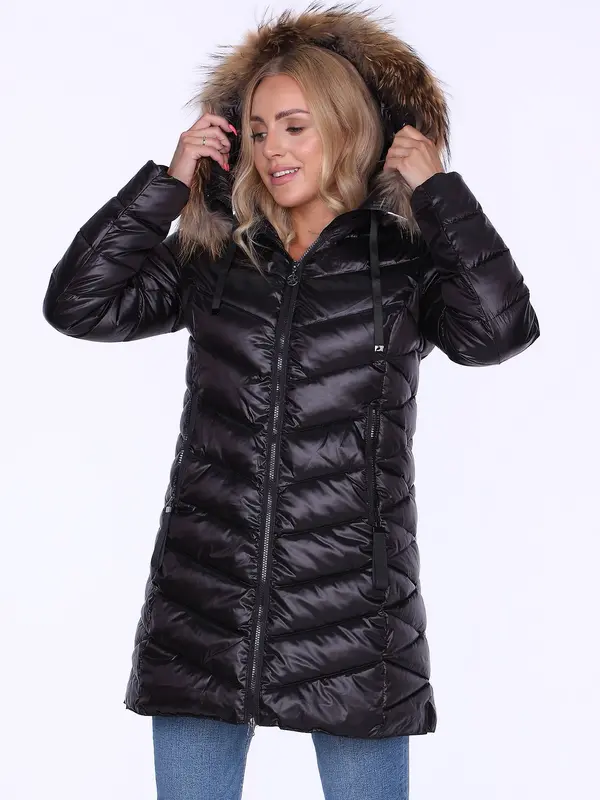 PERSO PERSO Woman's Women's winter jacket with natural fur on the hood,casual style