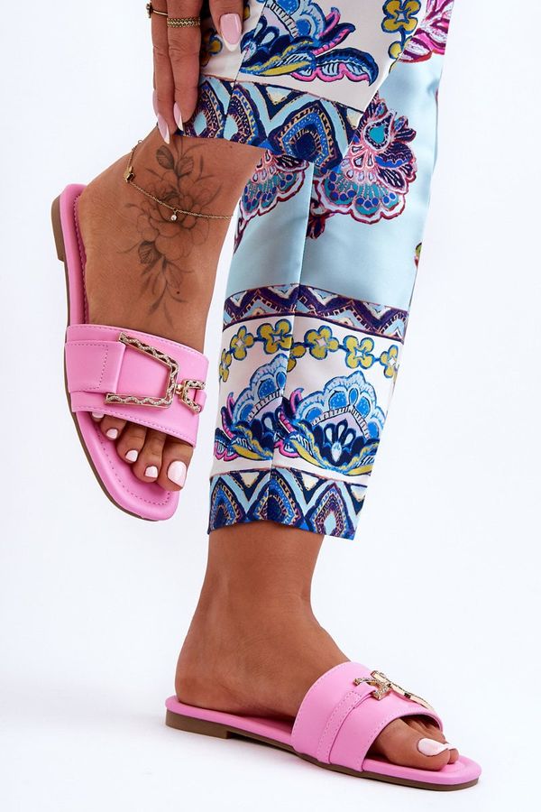 PG1 PG1 Дамски класически чехли с орнамент Розови ефектни