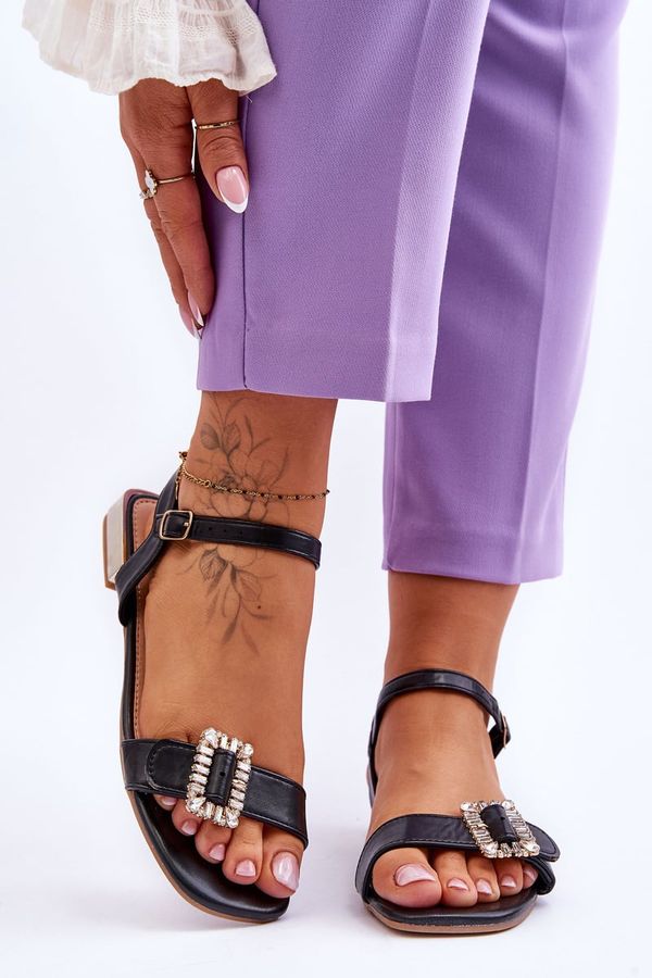 PG1 PG1 Плоски сандали със златни токчета Black Mindley