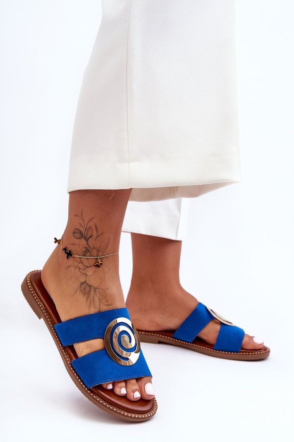 PG1 PG1 Стилни чехли с огледален орнамент Blue Deep Breath