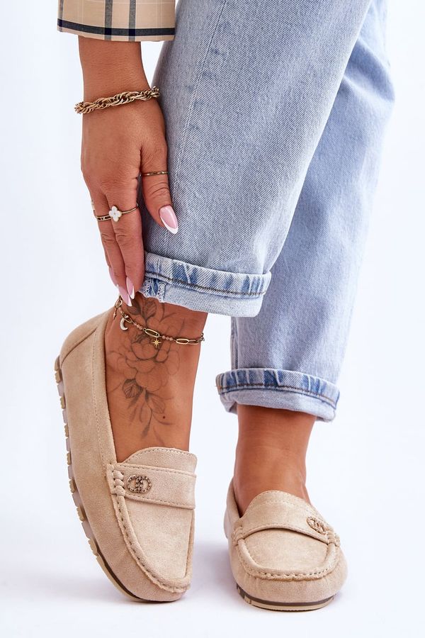 PG1 PG1 Велурени мокасини с приплъзване бежово Castelo