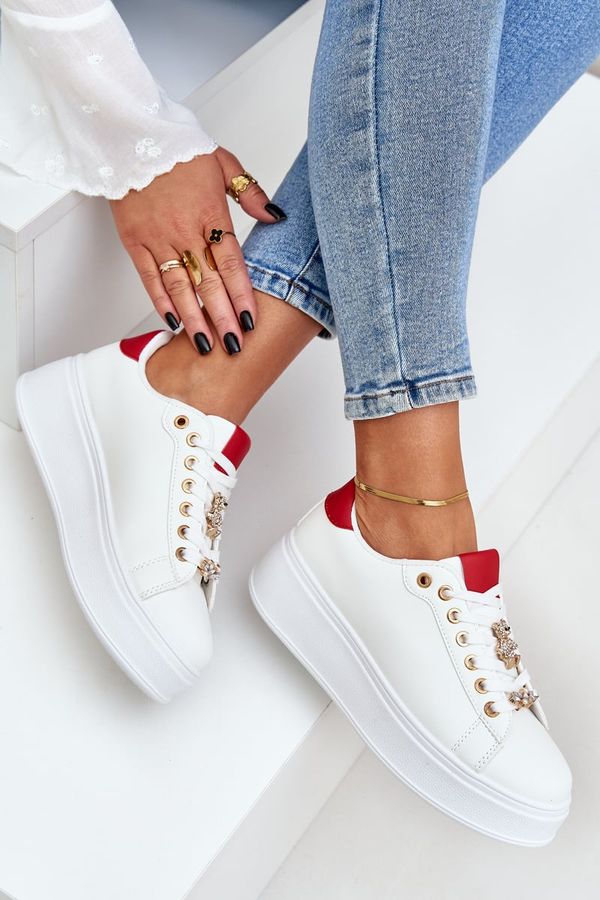 PG2 PG2 Еко Кожени Кецове С Прищипки Бяло-Червено Enalirae