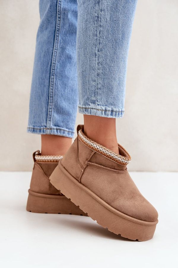 PG2 PG2 Снежни обувки на платформа с декоративна бродерия светлобежови Heslania