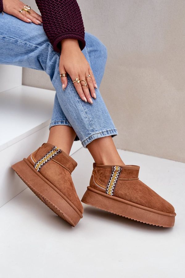 PG2 PG2 Снежни обувки на платформа с десен Camel Udra