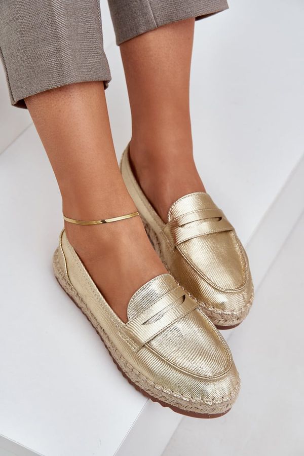 PH2 PH2 Дамски еспадрили с юта на плоска подметка златисти Shilova