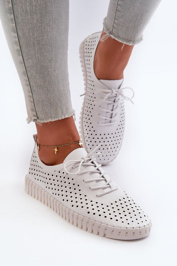 PH2 PH2 Дамски кожени кецове с дантелена шарка Бели Илвима