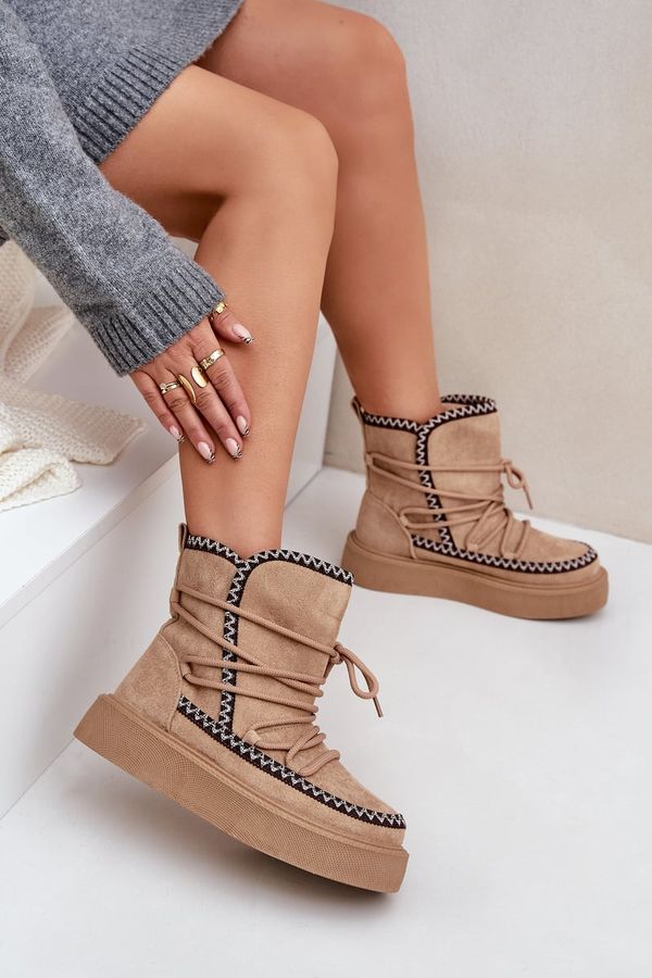 PH2 PH2 Дамски Снежни Чизми С Бродерия На Платформа Кафяви Налерис