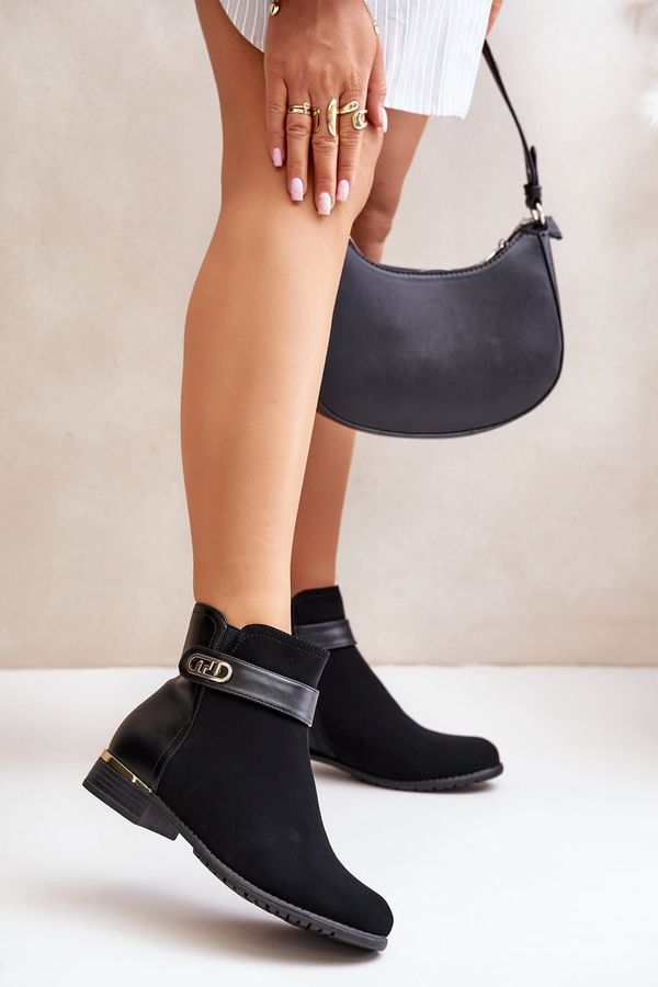 PH2 PH2 Топли дамски боти на плосък ток със златист детайл Бежово Ravasira