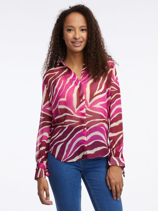 Orsay Pink and burgundy women's patterned blouse ORSAY