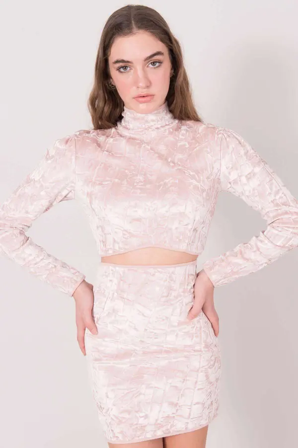 Fashionhunters Pink BSL velour top