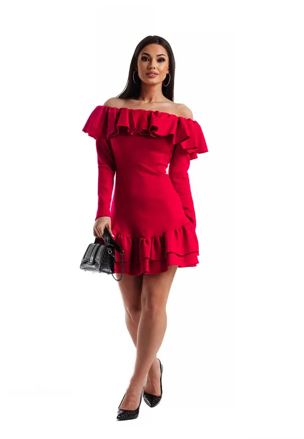 La Diva Pink dress with decorative frill at the La Diva neckline