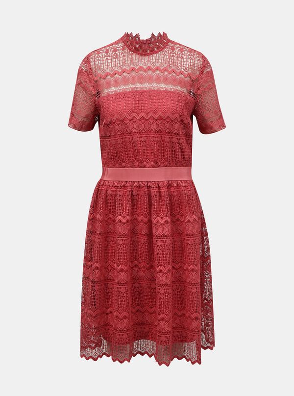 Vila Pink lace dress with stand-up collar VILA Nelly - Women's