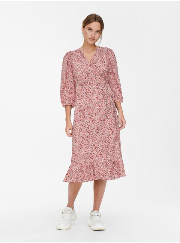 Only Pink women's floral wrap midi dress ONLY Olivia - Women's