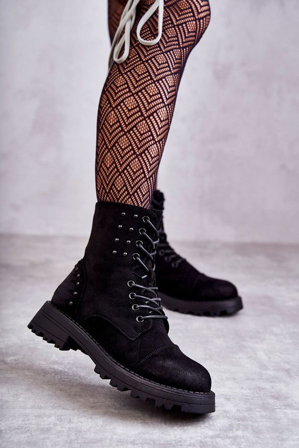 PJ1 PJ1 Велурени ботуши с шипове Черни Palmira