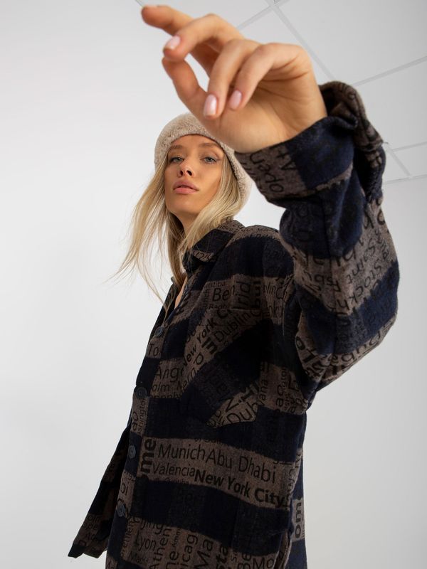 Fashionhunters Plaid overlay in navy and dark grey with pockets