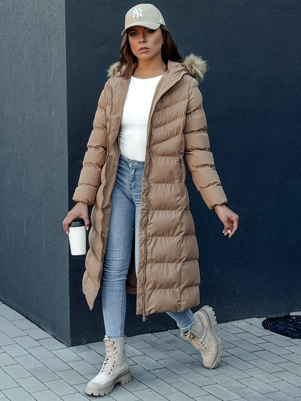 DStreet Płaszcz zimowy damski LUXWARM ciemnobeżowy Dstreet