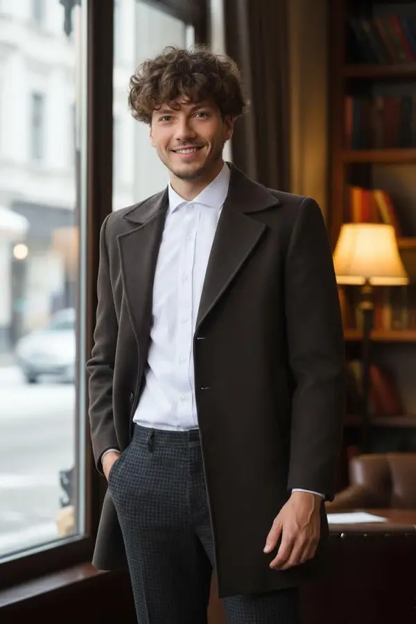 dewberry PLT8319 Мъжко палто цвят едър кестен - кафяво