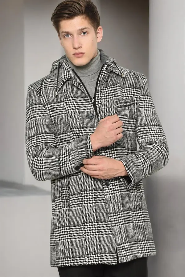 dewberry PLT8335 DEWBERRY MEN'S COAT-LIGHT PATTERNED BLACK