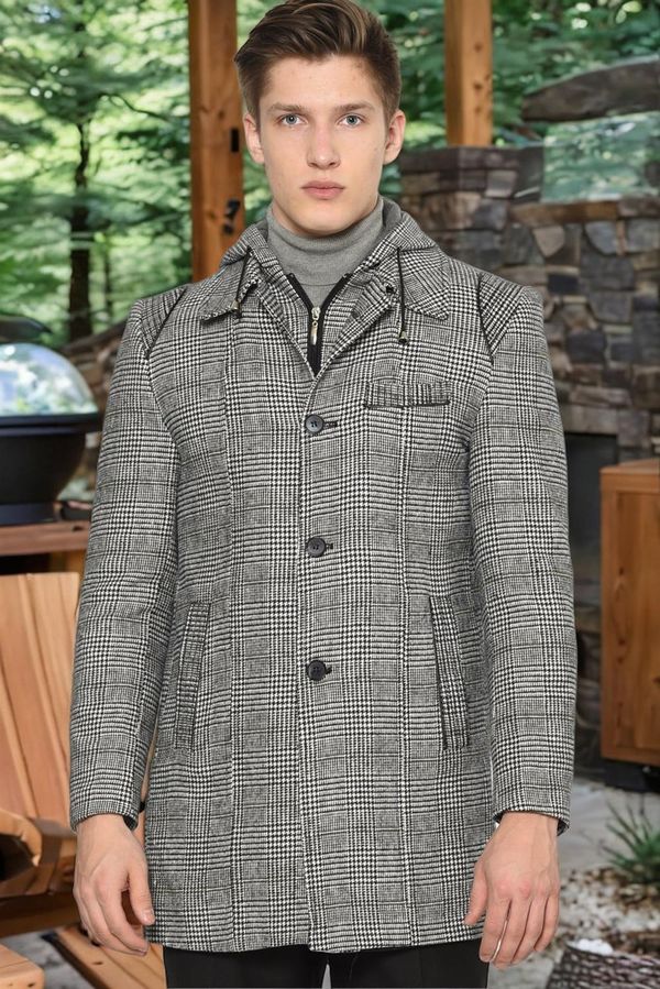 dewberry PLT8335 DEWBERRY MEN'S COAT-STRAIGHT PLAID GREY