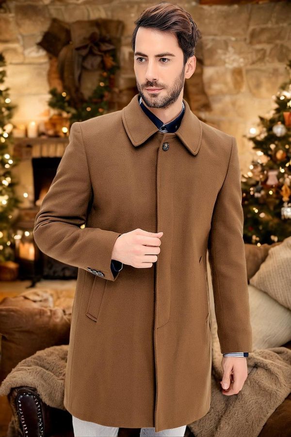 dewberry PLT8365 DEWBERRY MEN'S COAT-STRAIGHT CAMEL