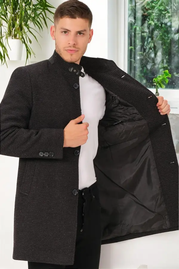 dewberry PLT8367 DEWBERRY MEN'S COAT-STRAIGHT LIGHT ANTHRACITE