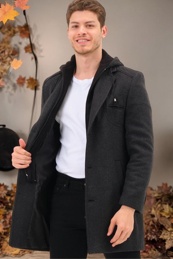 dewberry PLT8371 DEWBRRY MEN'S COAT-OPEN DIAGONAL ANTHRACITE