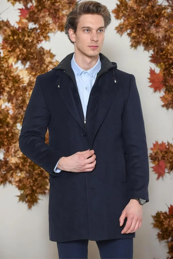 dewberry PLT8376 DEWBERRY MEN'S COAT-DARK NAVY BLUE
