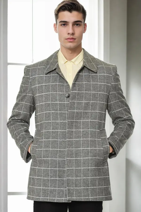 dewberry PLT9206 DEWBERRY MEN'S COAT-STRAIGHT GREY