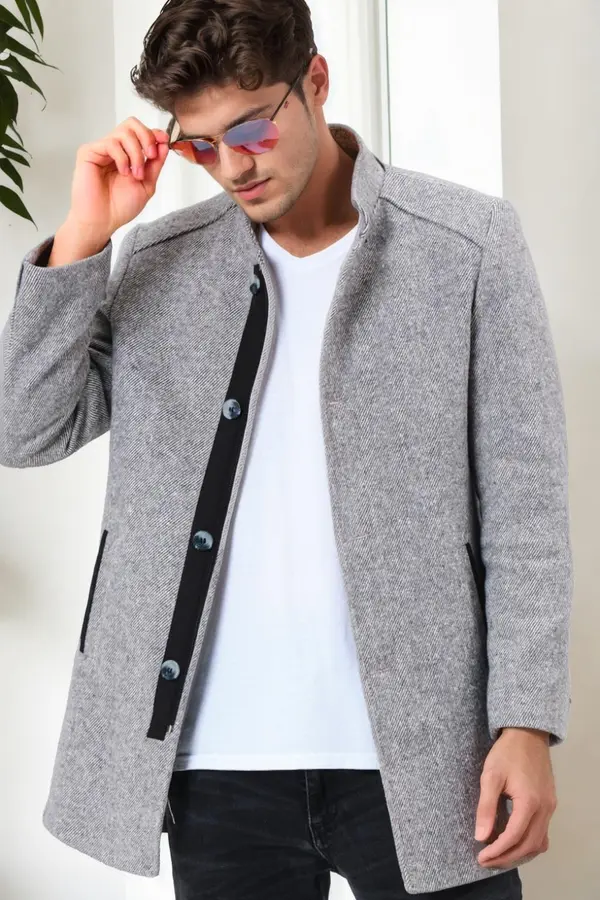 dewberry PLT9327 DEWBERRY MEN'S COAT-DIAGONAL GRAY
