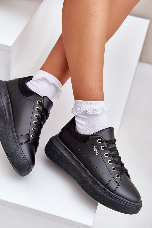 PM1 PM1 Дамски Кецове На Платформа Еко Кожа Черни Леландин