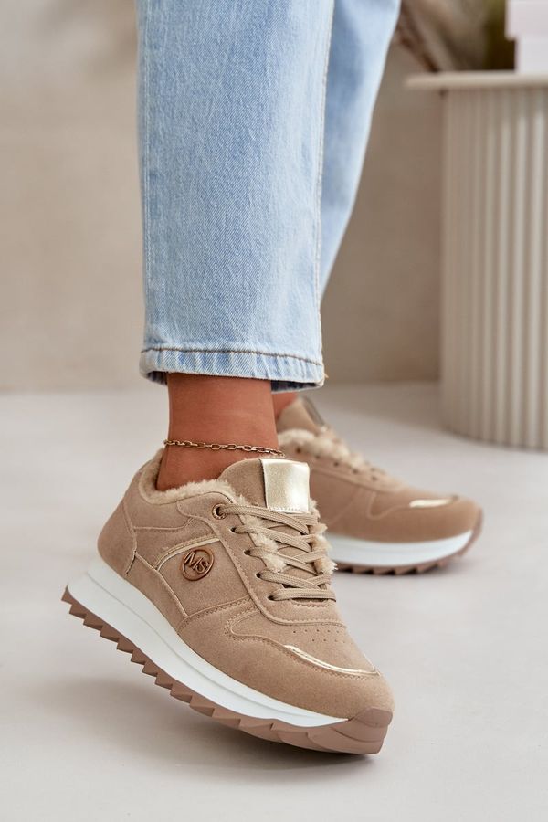 PM1 PM1 Дамски спортни обувки с изолирана кожа на платформа в цвят каки Lerisas