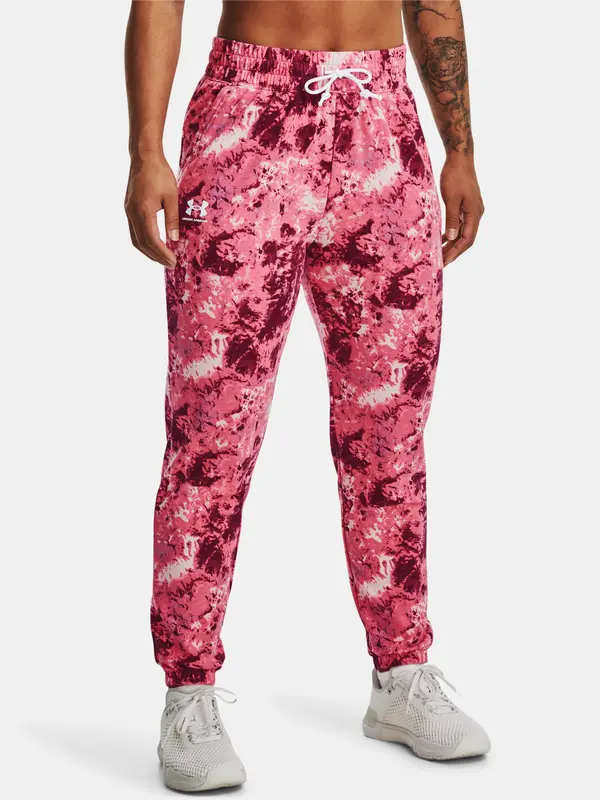 Under Armour Под броня Sweatpants съперник Тери печат Jogger-PNK - жени