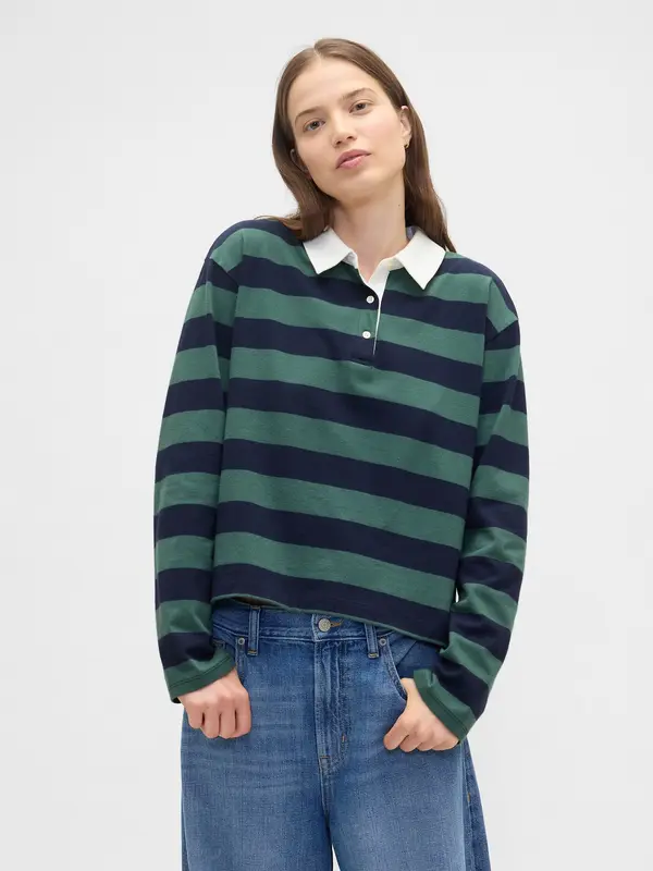 GAP Поло тениска с райета GAP овърсайз