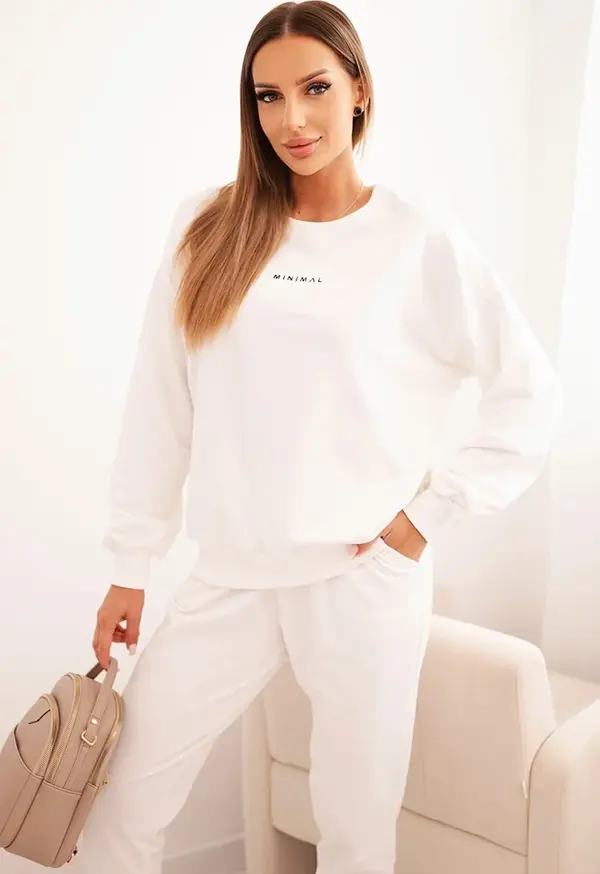 Polski Polski Women's cotton set with Minimal print ecru