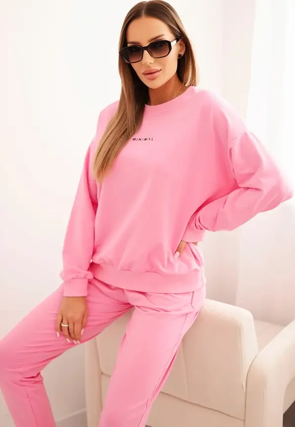 Polski Polski Women's cotton set with Minimal print light pink