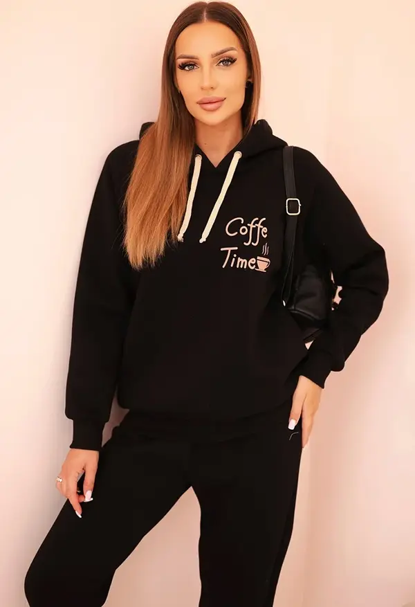 Polski Polski Women's cotton thermal set with print black
