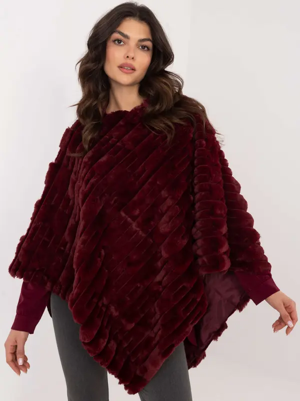 Wool Fashion Italia Poncho-AT-PN-2347.68-burgundy