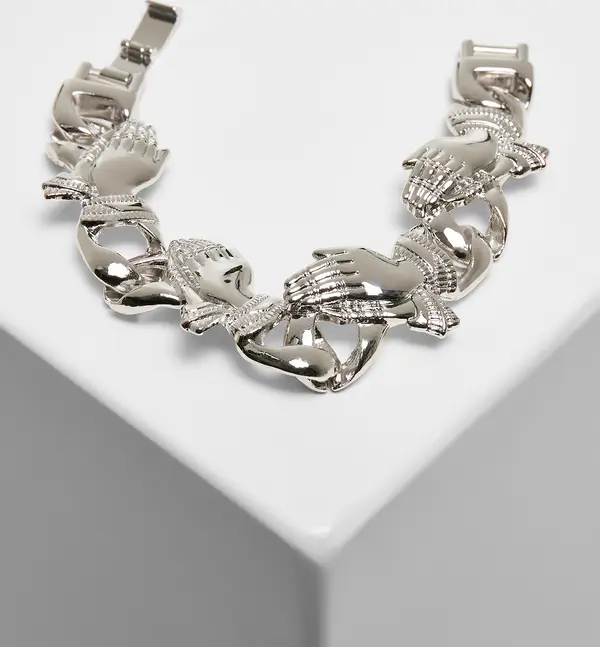 Urban Classics Pray Hands Bracelet - Silver Color