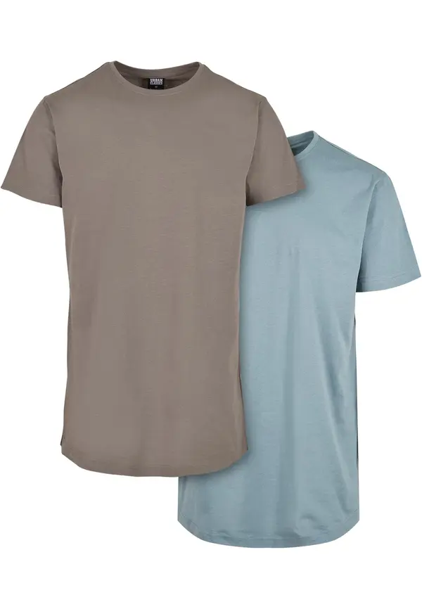 Urban Classics Pre-Pack Shaped Long Tee 2-Pack Asphalt/Powder Blue