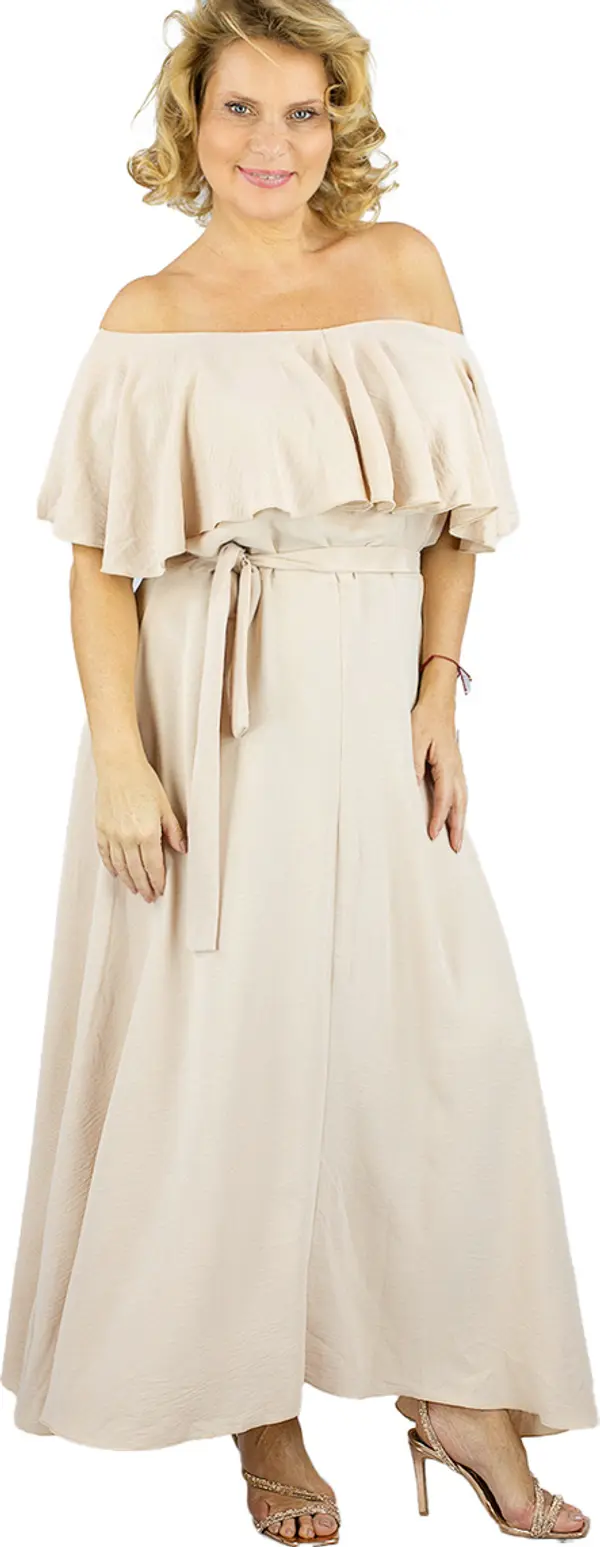 Pri Pri Airy maxi dress with ruffles and waist tie STELLA