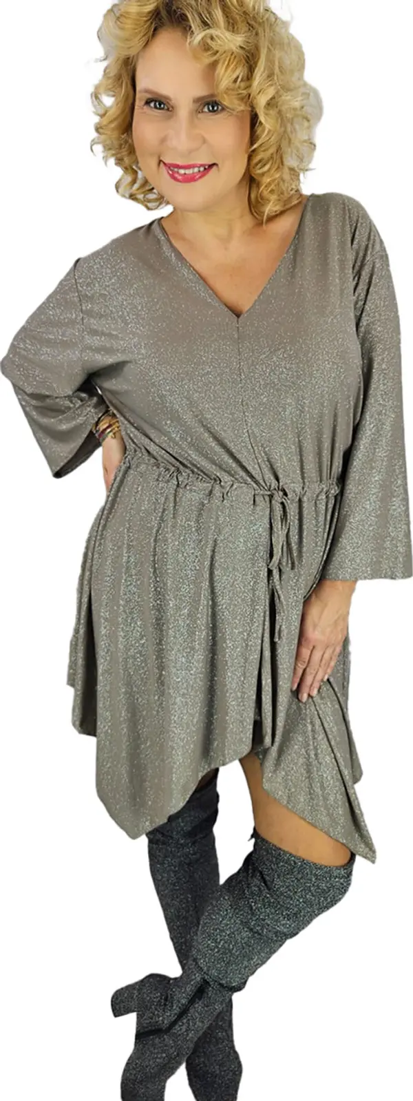 Pri Pri Beautiful loose mini asymmetrical glitter dress OPALINA