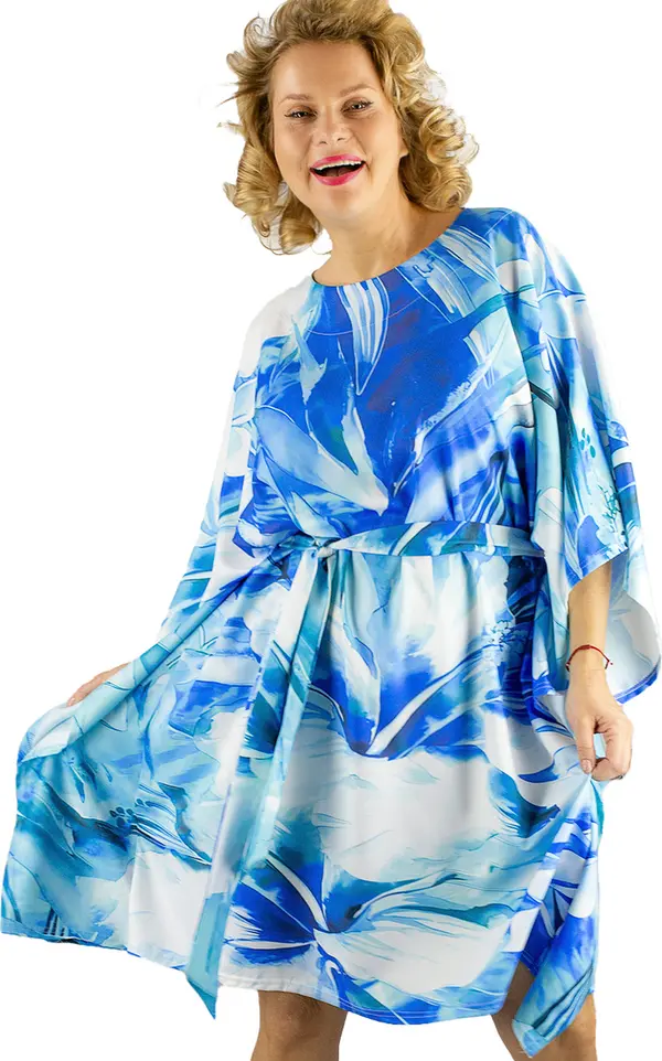 Pri Pri Colorful Butterfly Tunic Dress Tied at the Waist AURORA