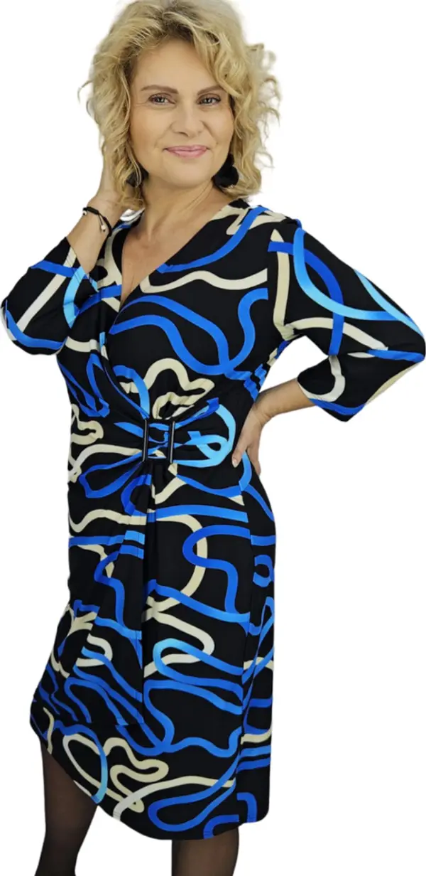 Pri Pri Elegant retro patterned midi dress pencil neckline YASMIN