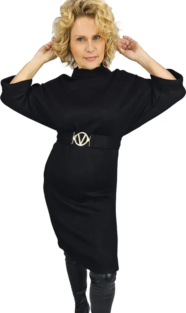 Pri Pri Knitted midi dress with belt and bat sleeves ALENA