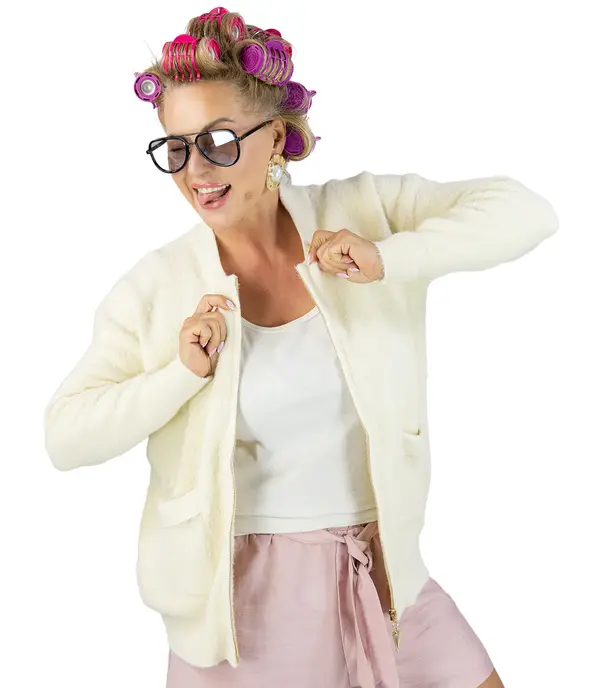 Pri Pri Short cardigan unbuttoned sweater in fluffy knit fabric "COCO CHIC"