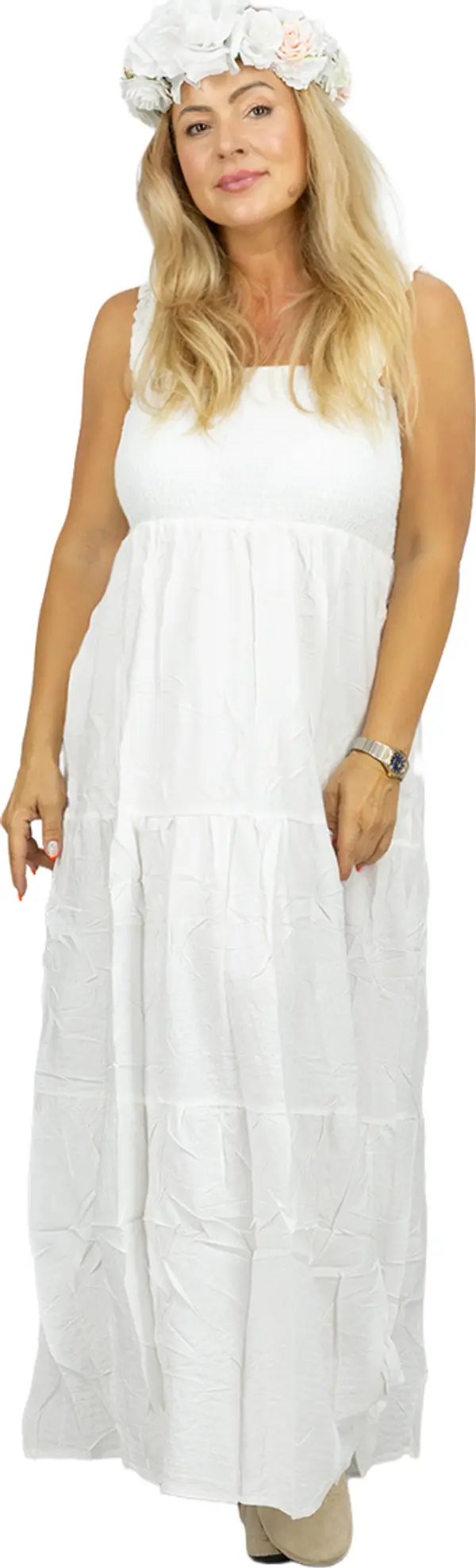 Pri Pri Summer boho strapless maxi dress with ruffles SOLEA