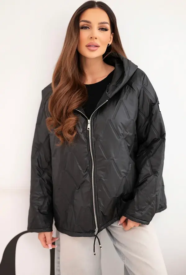 Kesi Włoski Пролетно ватирано яке с качулка Kesi Włoski черно