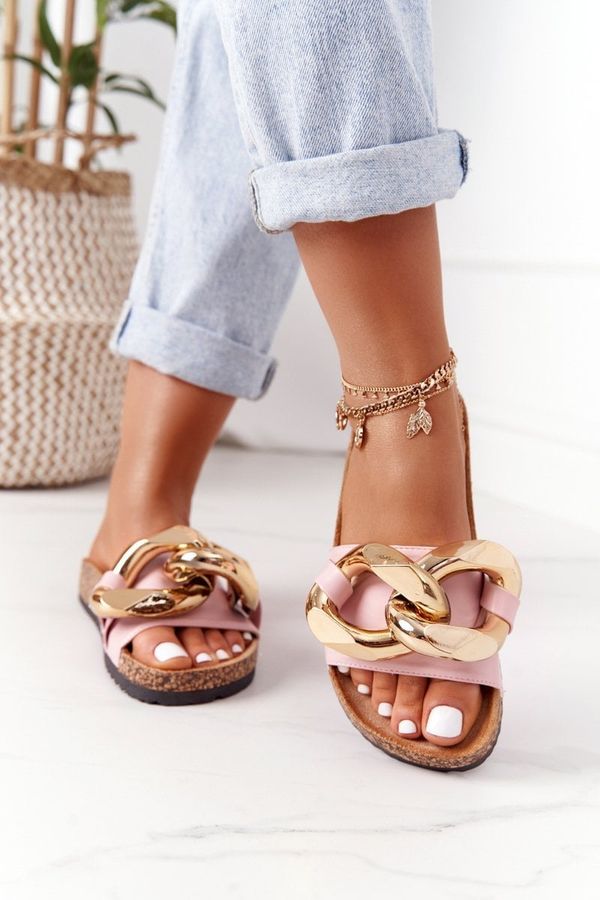 PS1 PS1 Чехли на коркова подметка с верижка Розови последен танц