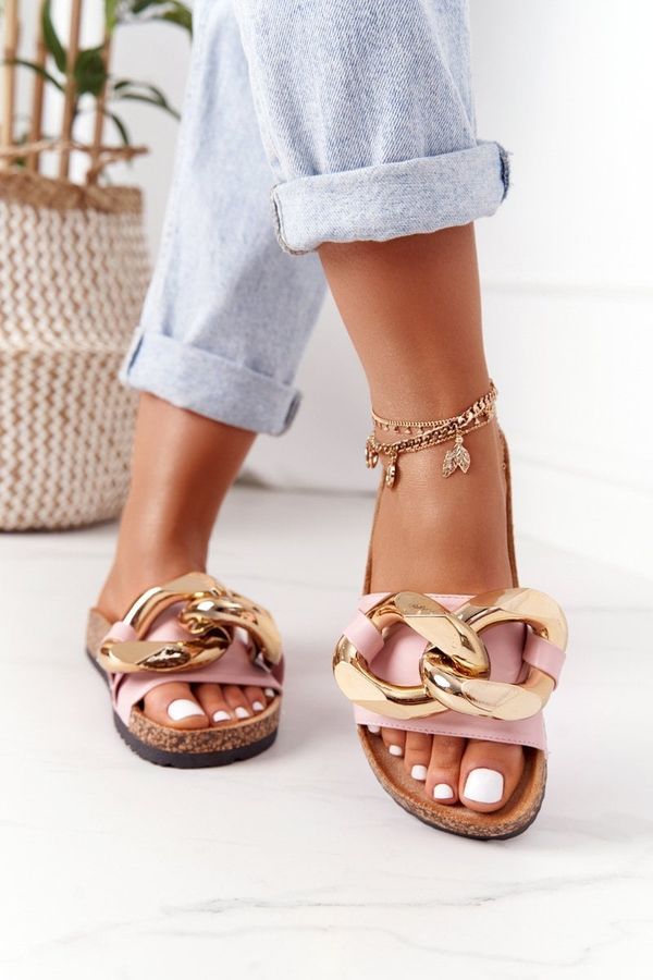 PS1 PS1 Чехли на коркова подметка с верижка Розови последен танц